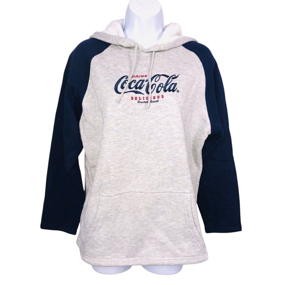Vintage Coca Cola Womens Sweatshirt S Gray Hoodie Long Sleeve New